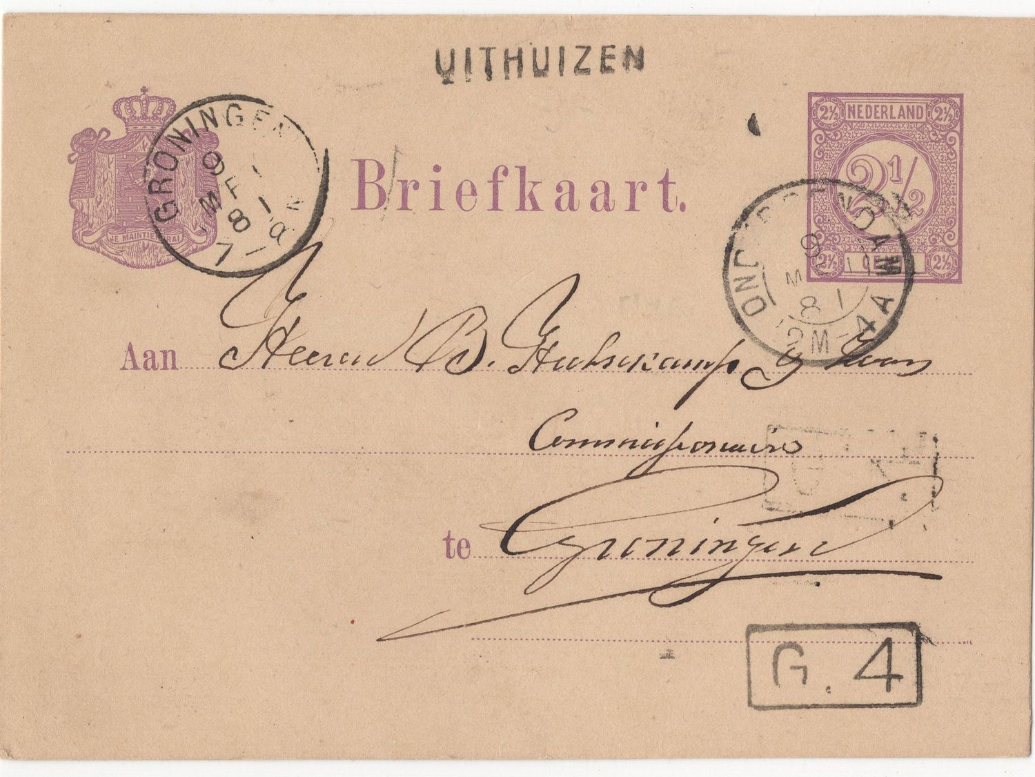 Langstempel UIthuizen via Onderdendam naar Groningen