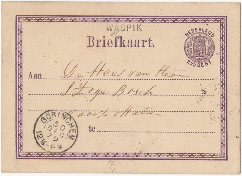 Langstempel Waspik via Gorinchem naar 'sHertogenbosch