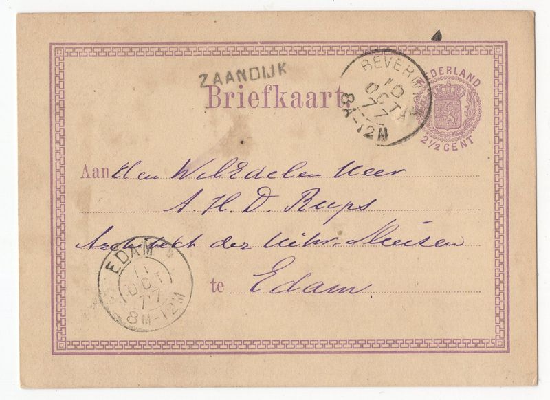 Langstempel Zaandijk via Beverwijk naar Edam