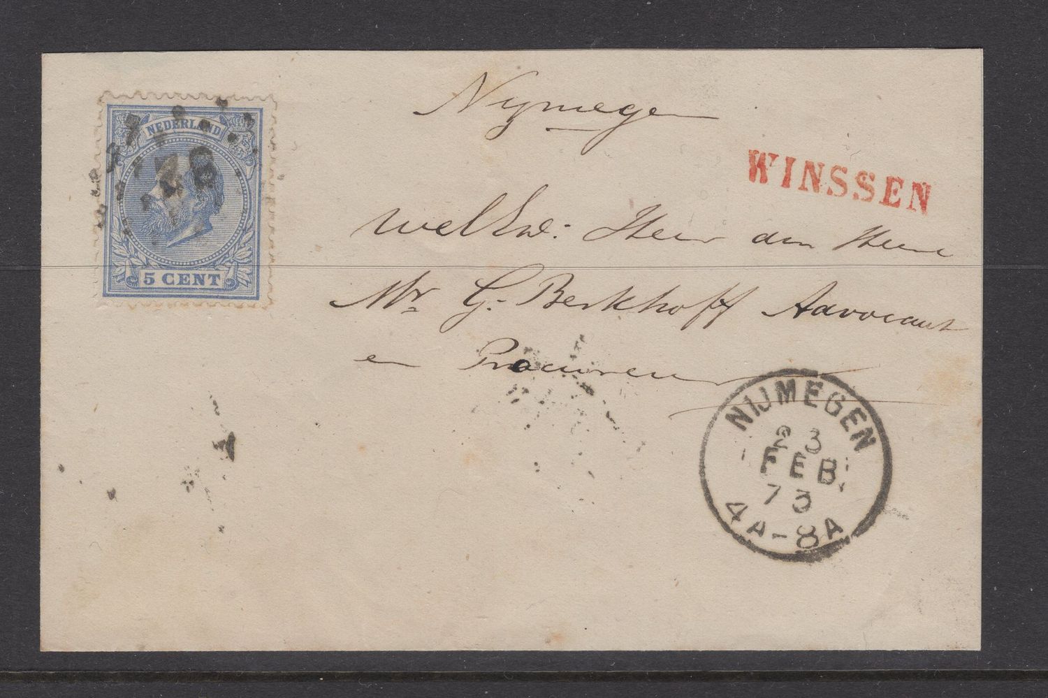 Nvph 19 D op enveloppe ; diverse stempels