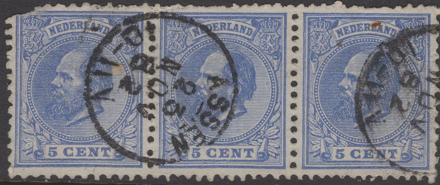 Nvph 19JHH in strip van 3; kleinrond Assen