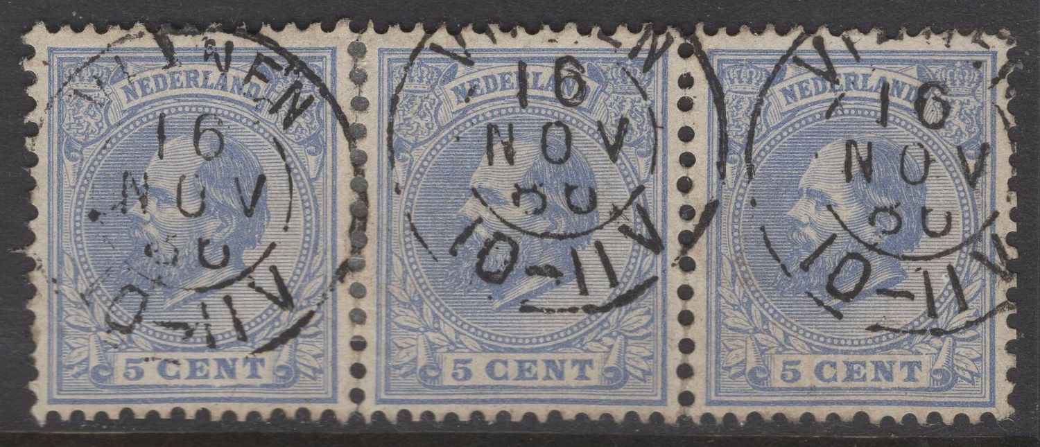 Nvph 19H in strip van 3; kleinrond Vianen