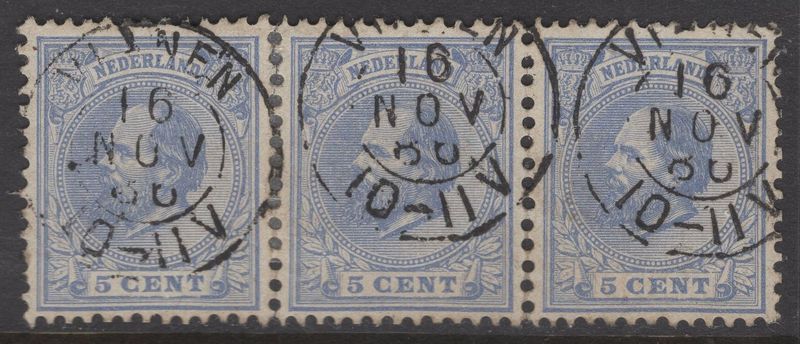Nvph 19H in strip van 3; kleinrond Vianen