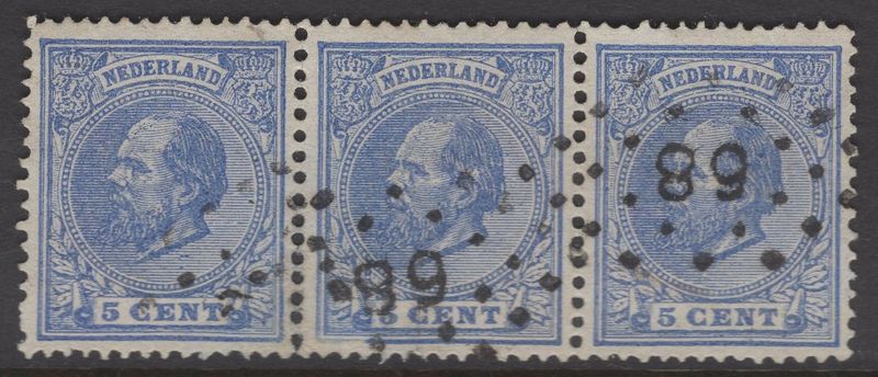 Nvph 19G in strip van 3; puntstempel 68