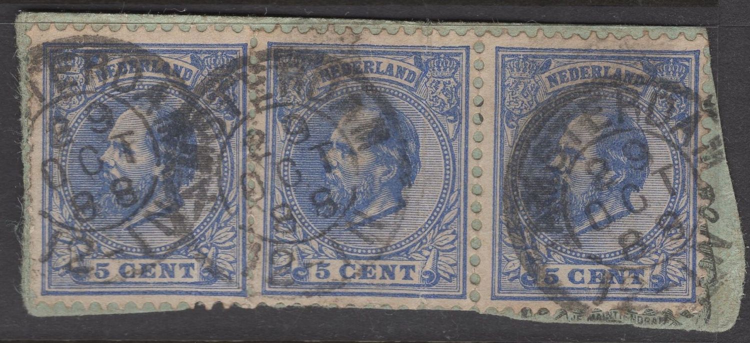 Nvph 19G in strip van 3; kleinrond Amsterdam