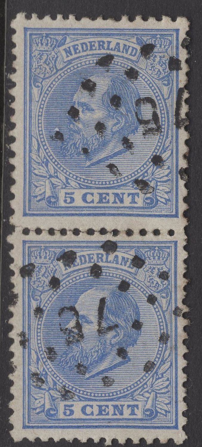 Nvph 19 H in vert. paar; puntstempel 75