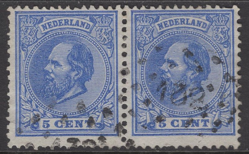 Nvph 19 G in hor. paar; puntstempel 132
