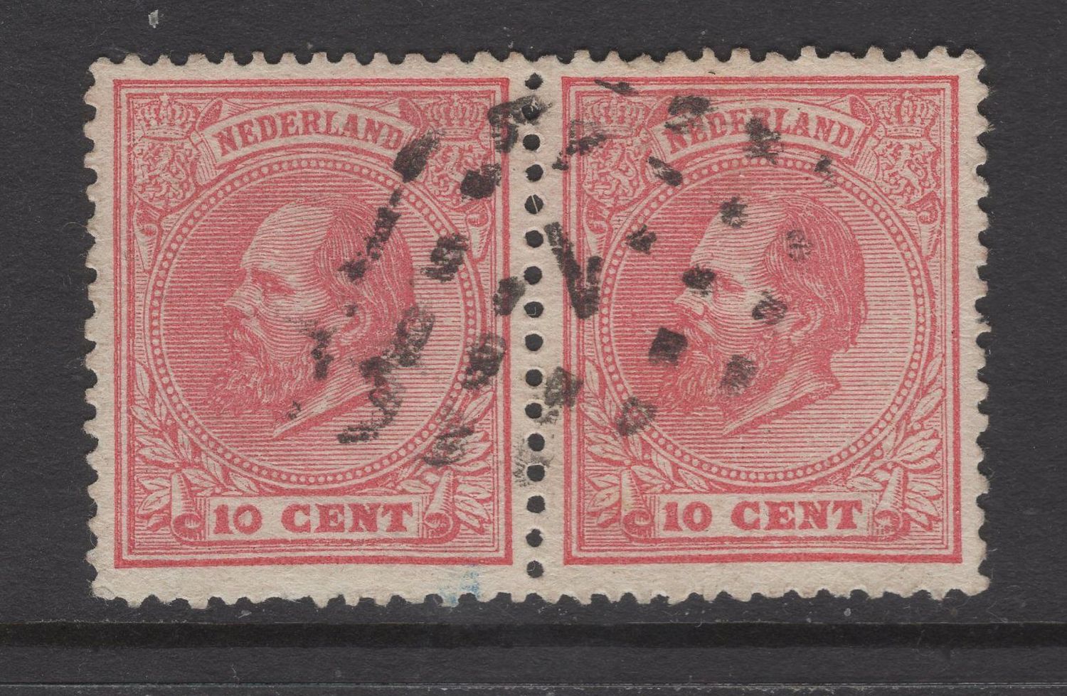 Nvph 21 G in hor. paar; puntstempel 1