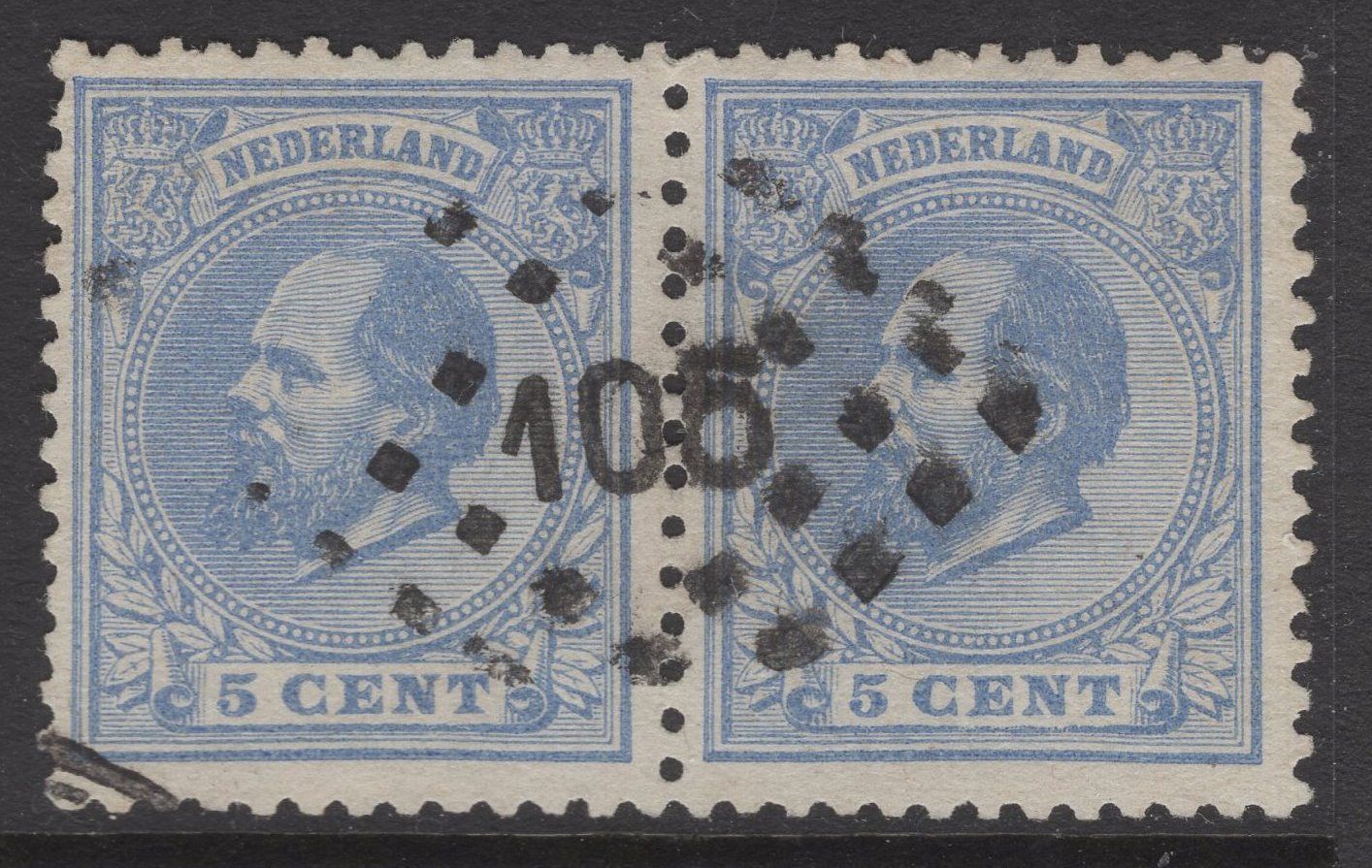 Nvph 19 H in paar; puntstempel 105