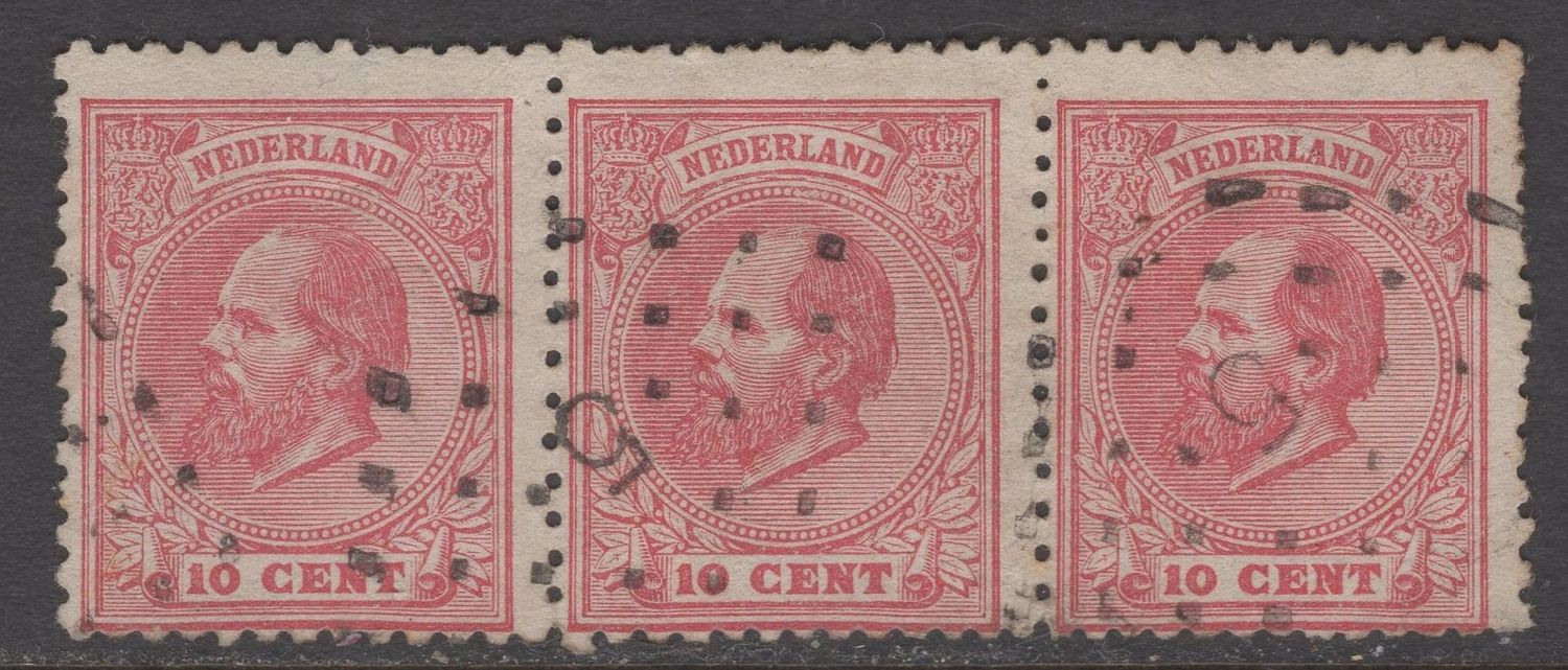 Nvph 21 D in 3 strip; pst 5