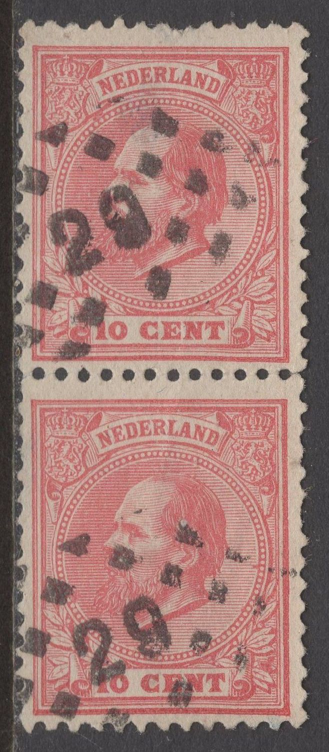 Nvph 21 H in vert. paar; puntstempel 29