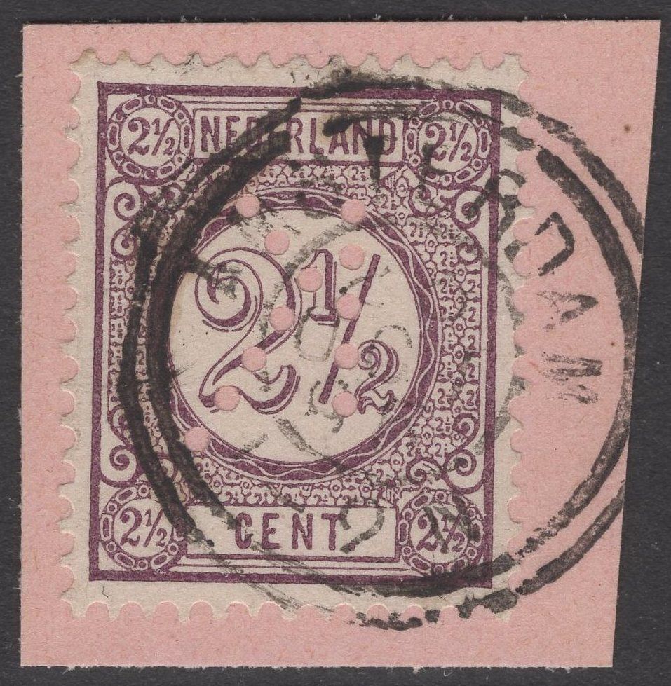 Amsterdam 29 OCT 95 op nvph 33a (met perfin K) Amsterdam 29 OCT 95 op nvph 33a (met perfin K)