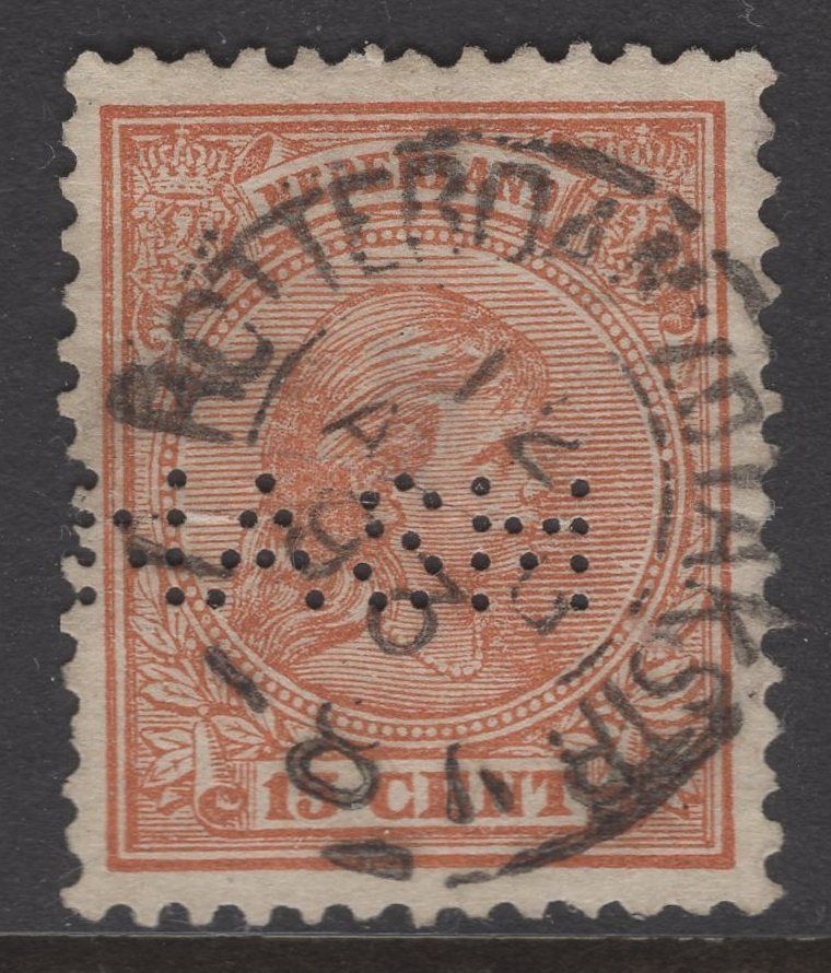 Rotterdam v/d Takstr op nvph 39. Perfin NASM