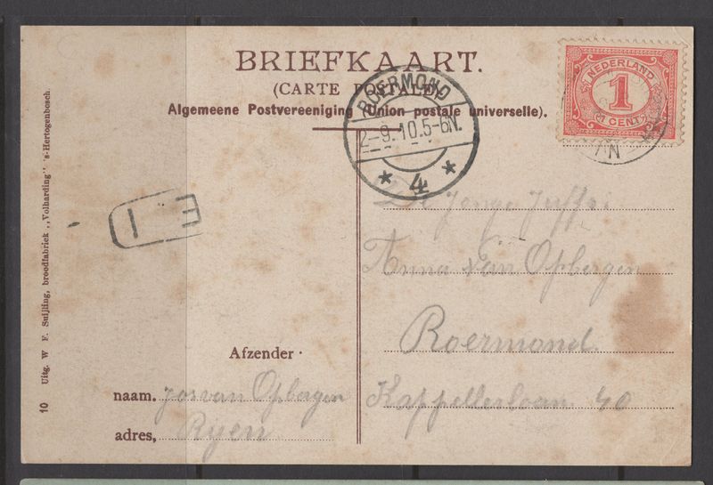 Kamp bij Rijen op nvph 51 op briefkaart Kamp bij Rijen op nvph 51 op briefkaart