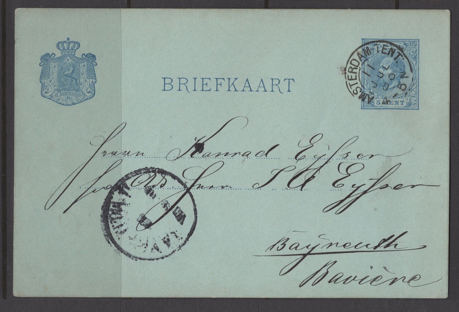 Amsterdam-Tent: op briefkaart nvph 19
