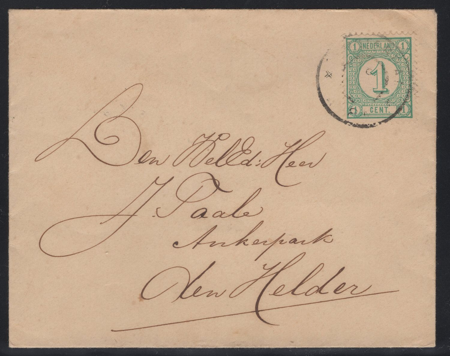 Amsterdam --> Den Helder met nvph 31a (Open krul)