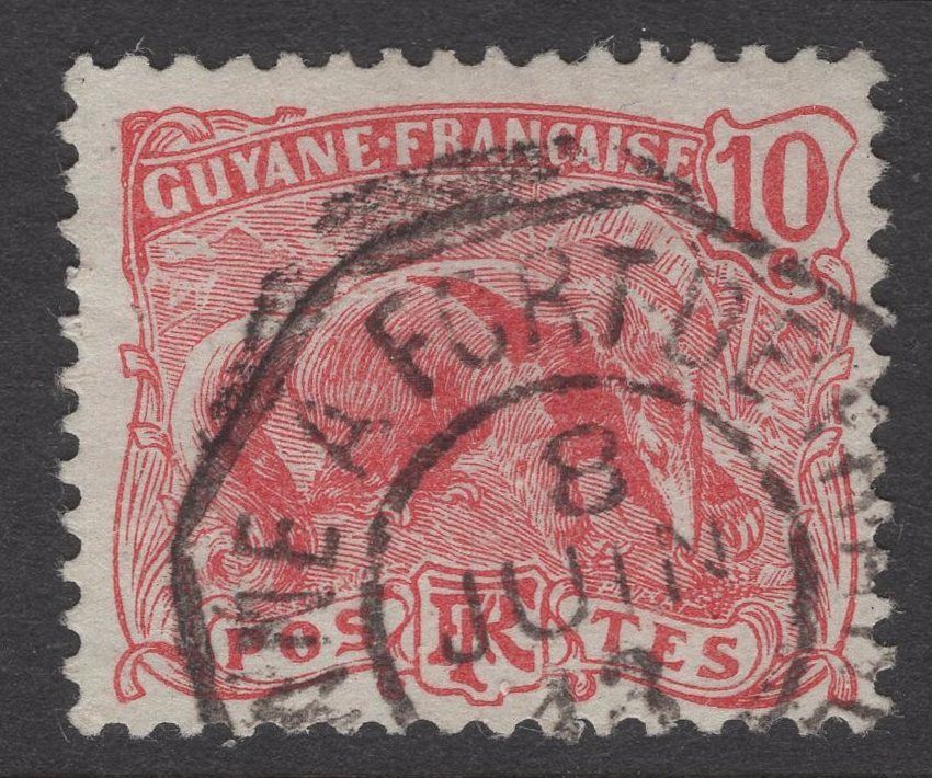 Cayenne a Fort de France LC op Frans Guyana zegel