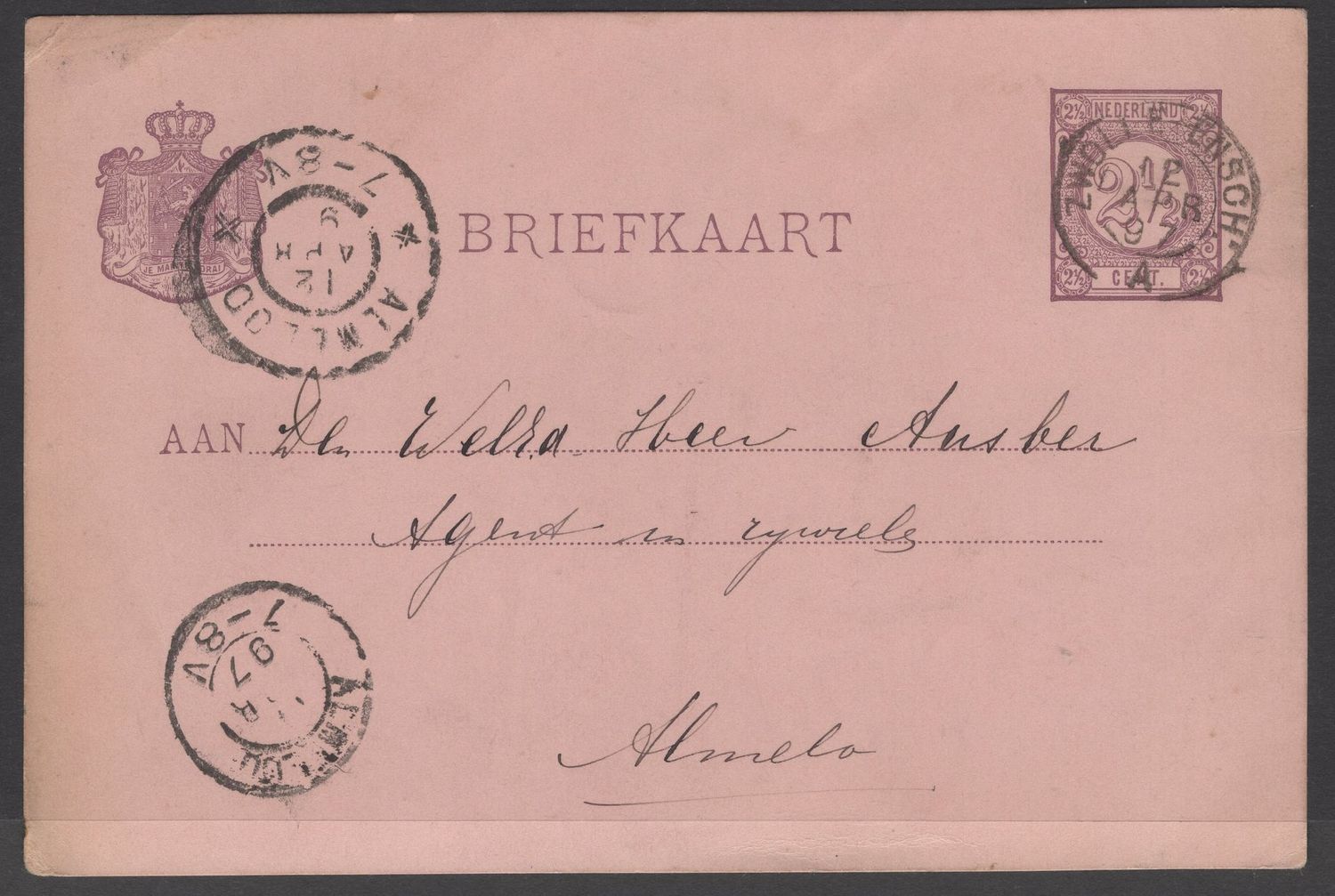 Zwolle-Ensch: A op 1876 briefkaart Zwolle-Ensch: A op 1876 briefkaart