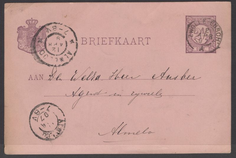 Zwolle-Ensch: A op 1876 briefkaart