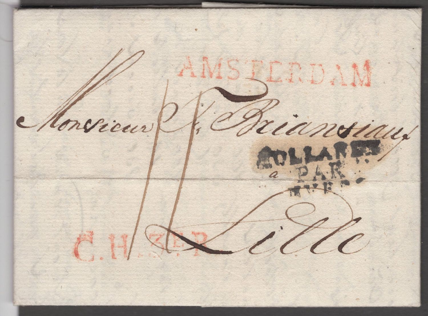 Amsterdam --> Lille 29 MAR 1811. Grensstempel ; CH3eR Amsterdam --> Lille 29 MAR 1811. Grensstempel ; CH3eR