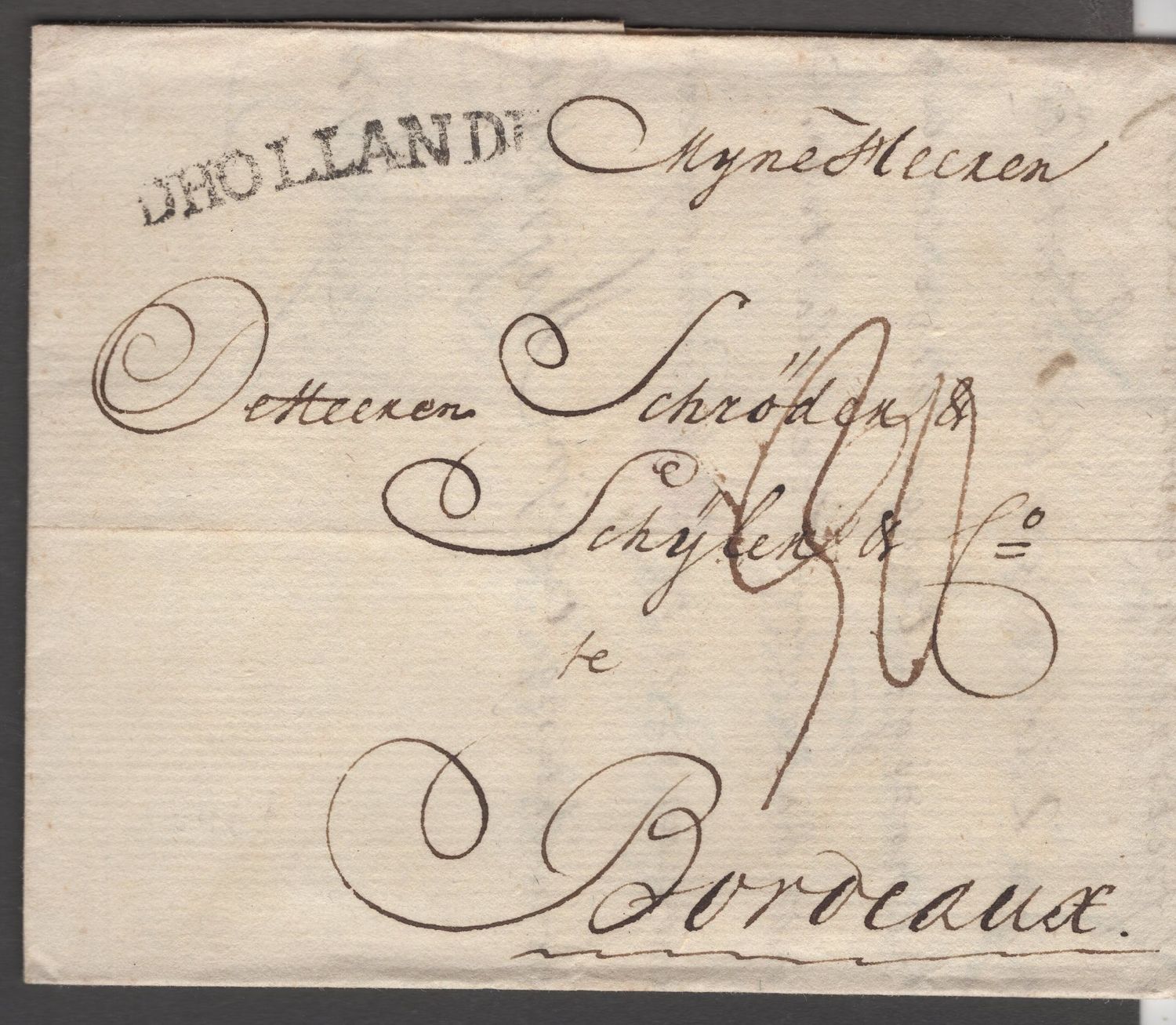 Amsterdam--> Bordeaux 10 jul 1786. Grensstempel