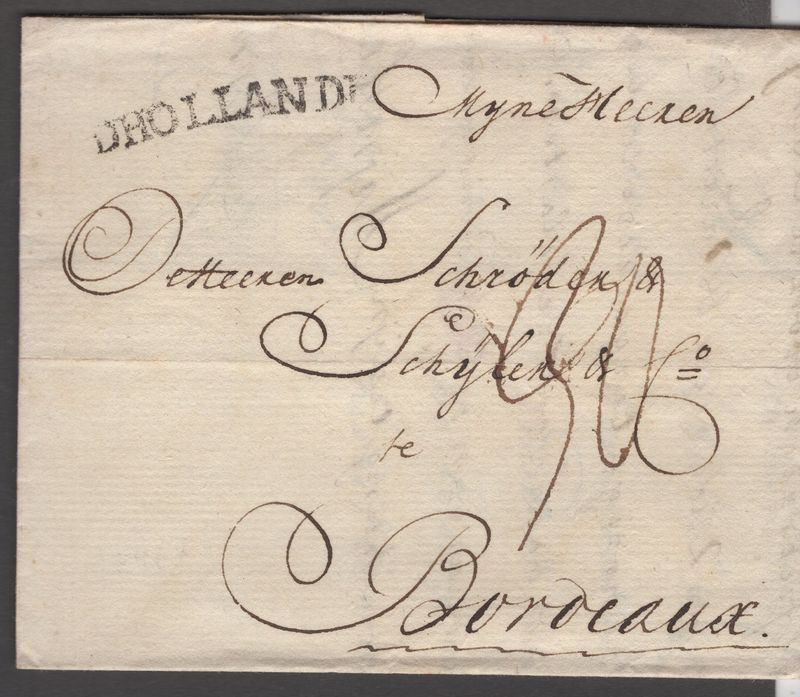 Amsterdam--> Bordeaux 10 jul 1786. Grensstempel