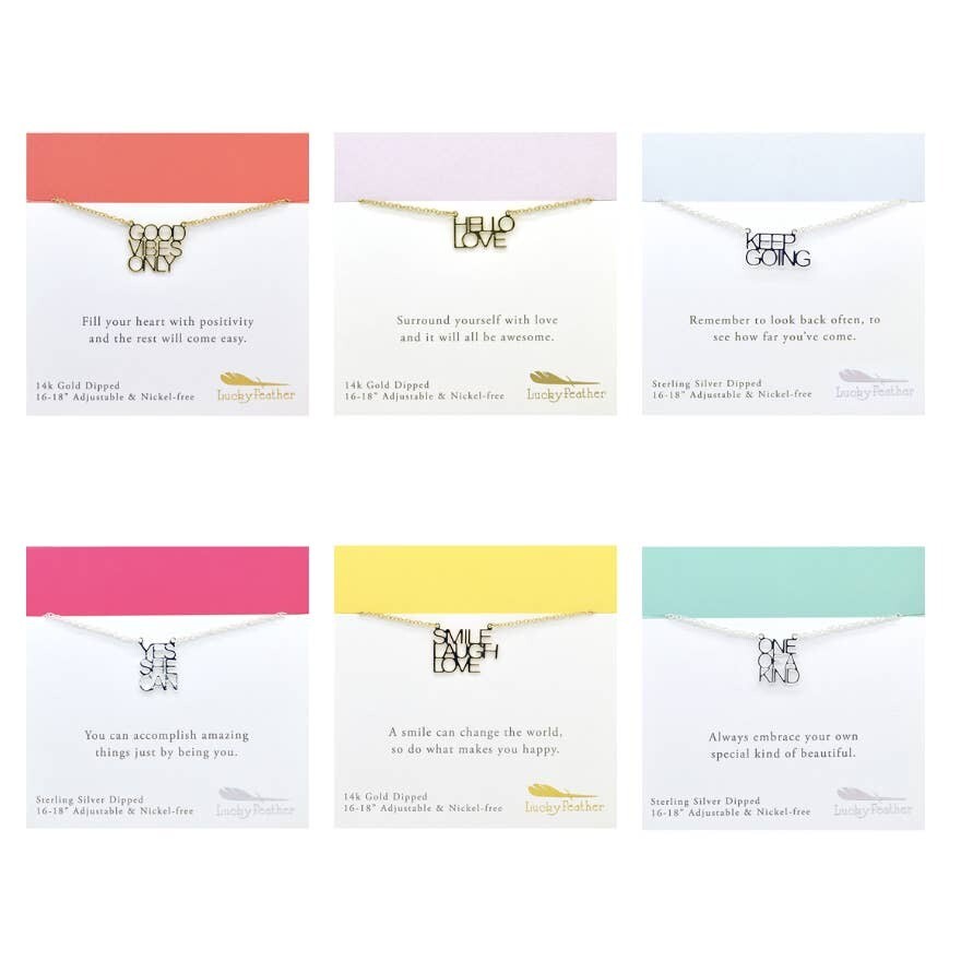 Lucky Feather Quote Necklace