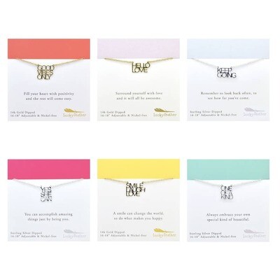 Lucky Feather Quote Necklace