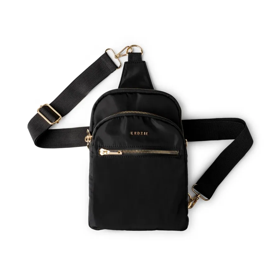 Versatile Convertible Sling &amp; Crossbody Bag, Color: Black