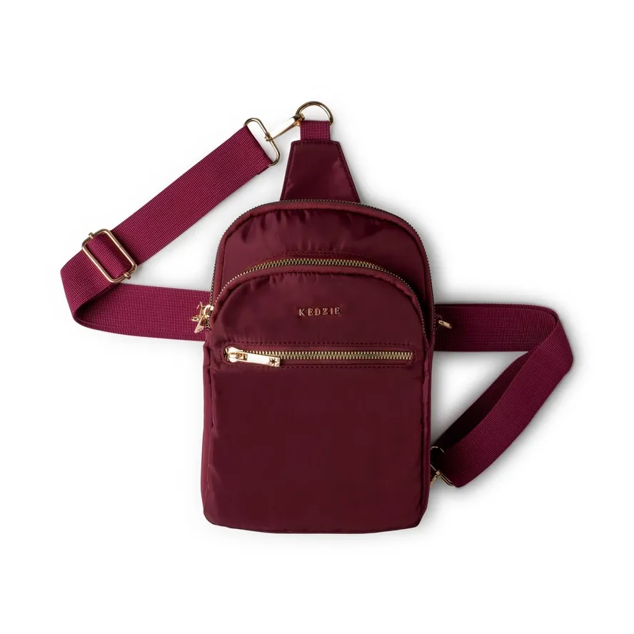 Versatile Convertible Sling &amp; Crossbody Bag, Color: Burgundy