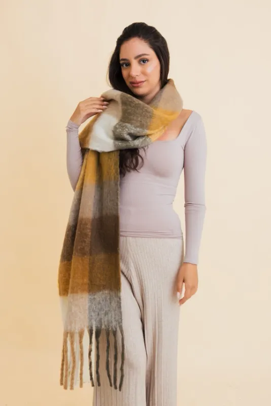 Oversized Scarf Checker Print