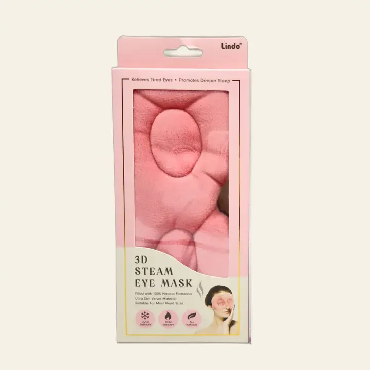 Pink Velvet 3D Steam Eye Mask with Flaxseed