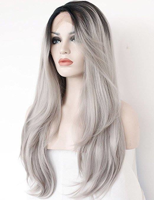 Peluca ombre platinada larga