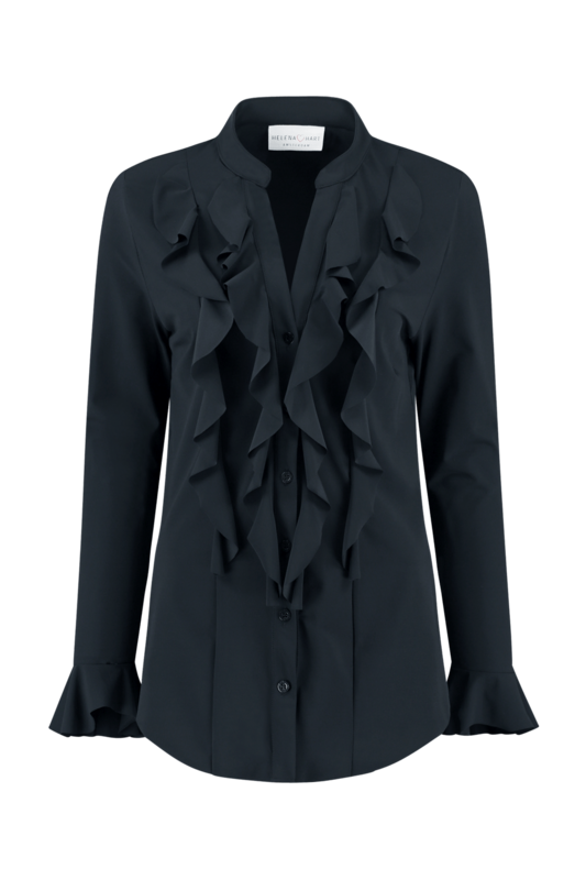 Blouse Volant Zwart 7258
