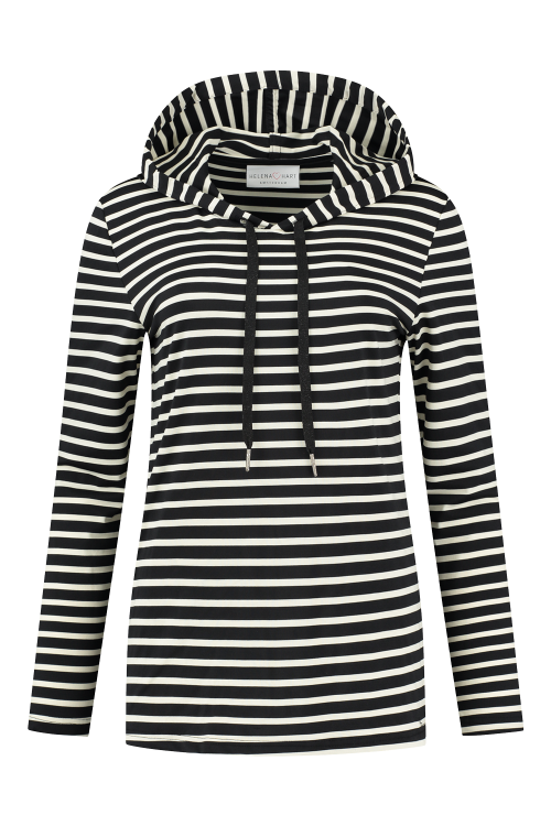 Hoodie Breton Zwart/Ecru 7360 Hoodie Breton Zwart/Ecru 7360