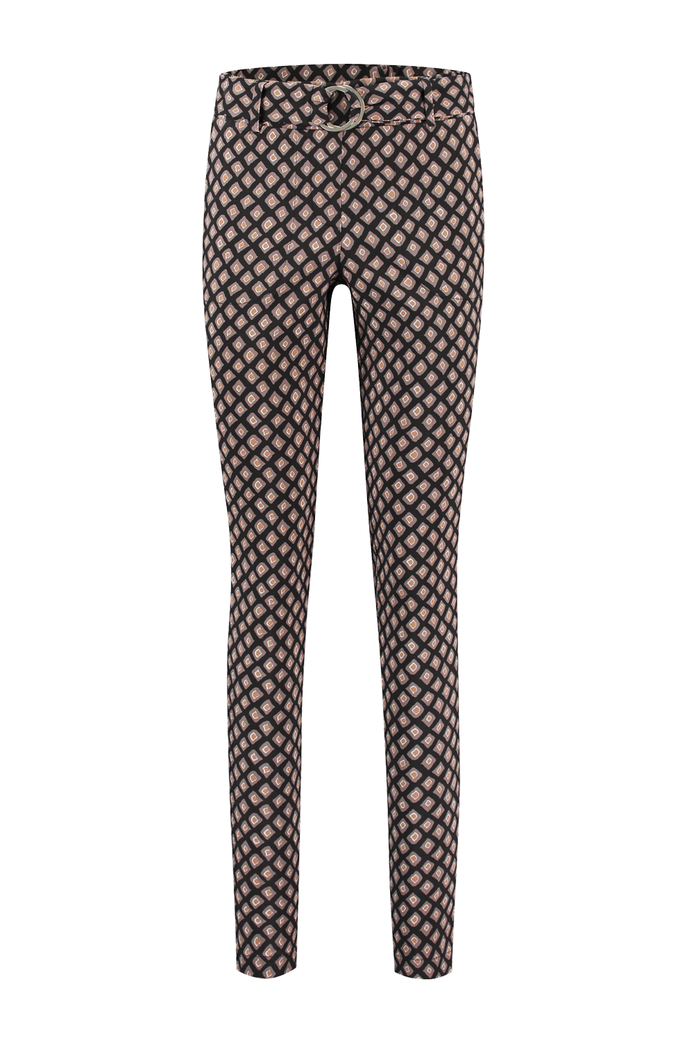 Broek chino print Joy Zwart 7307
