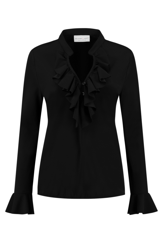 Blouse Ruche Zwart 7257 Blouse Ruche Zwart 7257