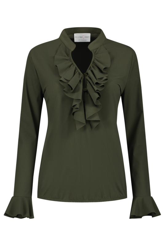 Blouse Ruche Olijf 7257 Blouse Ruche Olijf 7257