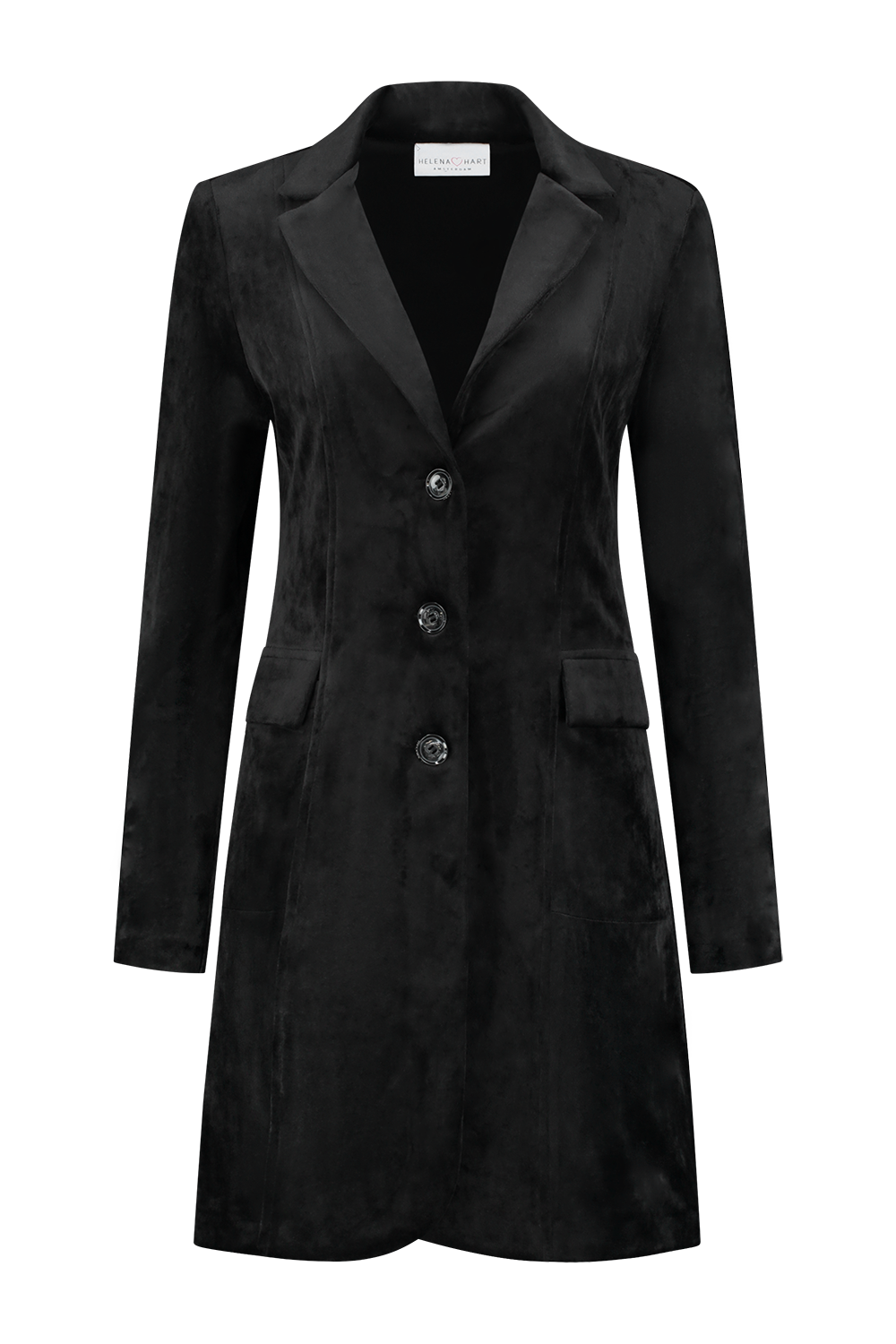 Blazer Velours lang Uni Zwart 7423