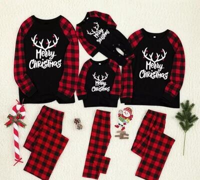 Black top and Buffalo Plaid - Merry Christmas (white font)