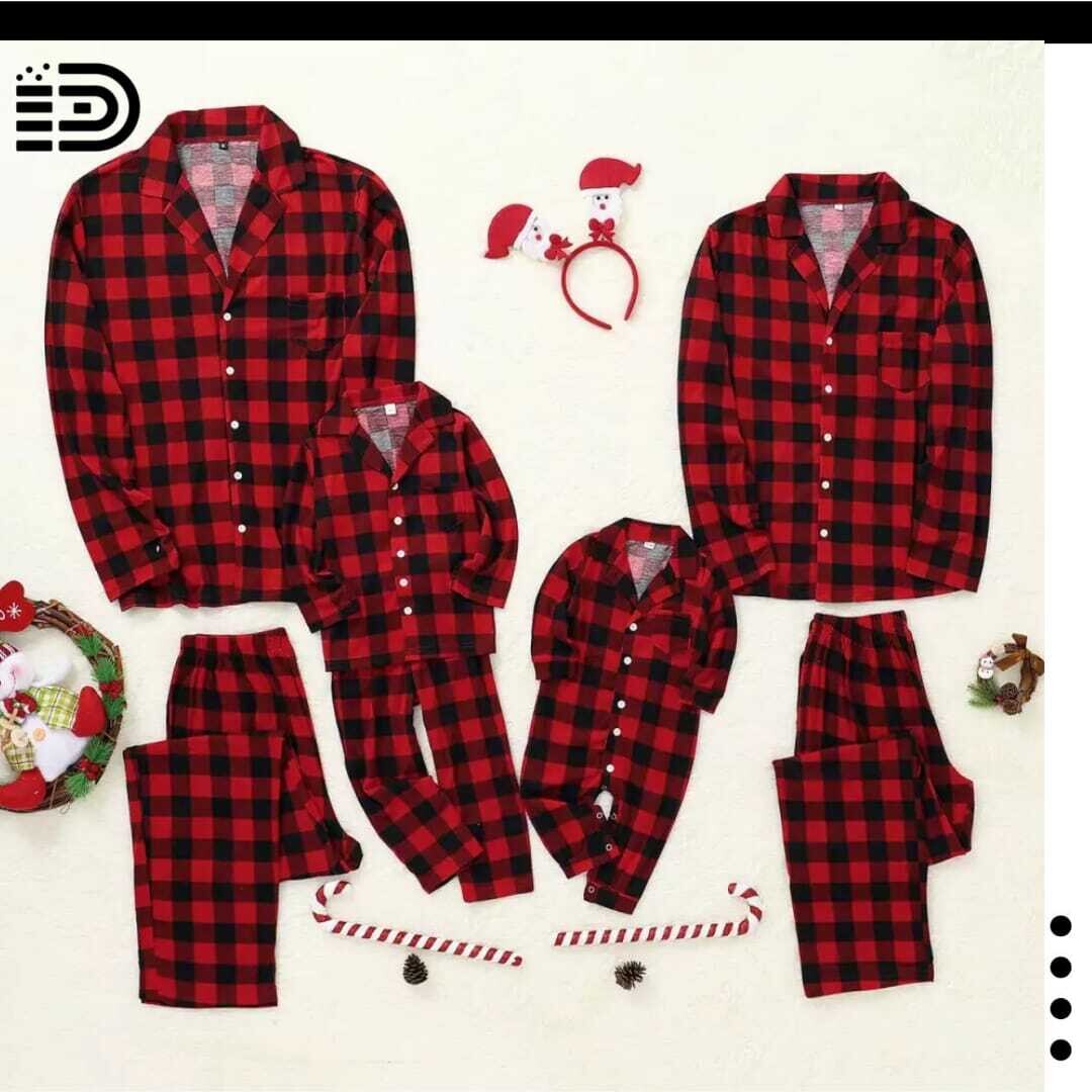 Matching Family Christmas Pajamas Set – Red Buffalo Plaid Pajama Set with Long Pants