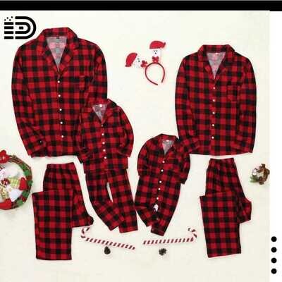 Matching Family Christmas Pajamas Set – Red Buffalo Plaid Pajama Set with Long Pants
