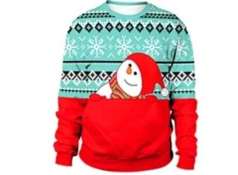 Christmas Sweaters – Red and GreenSweater with  Red Snowman