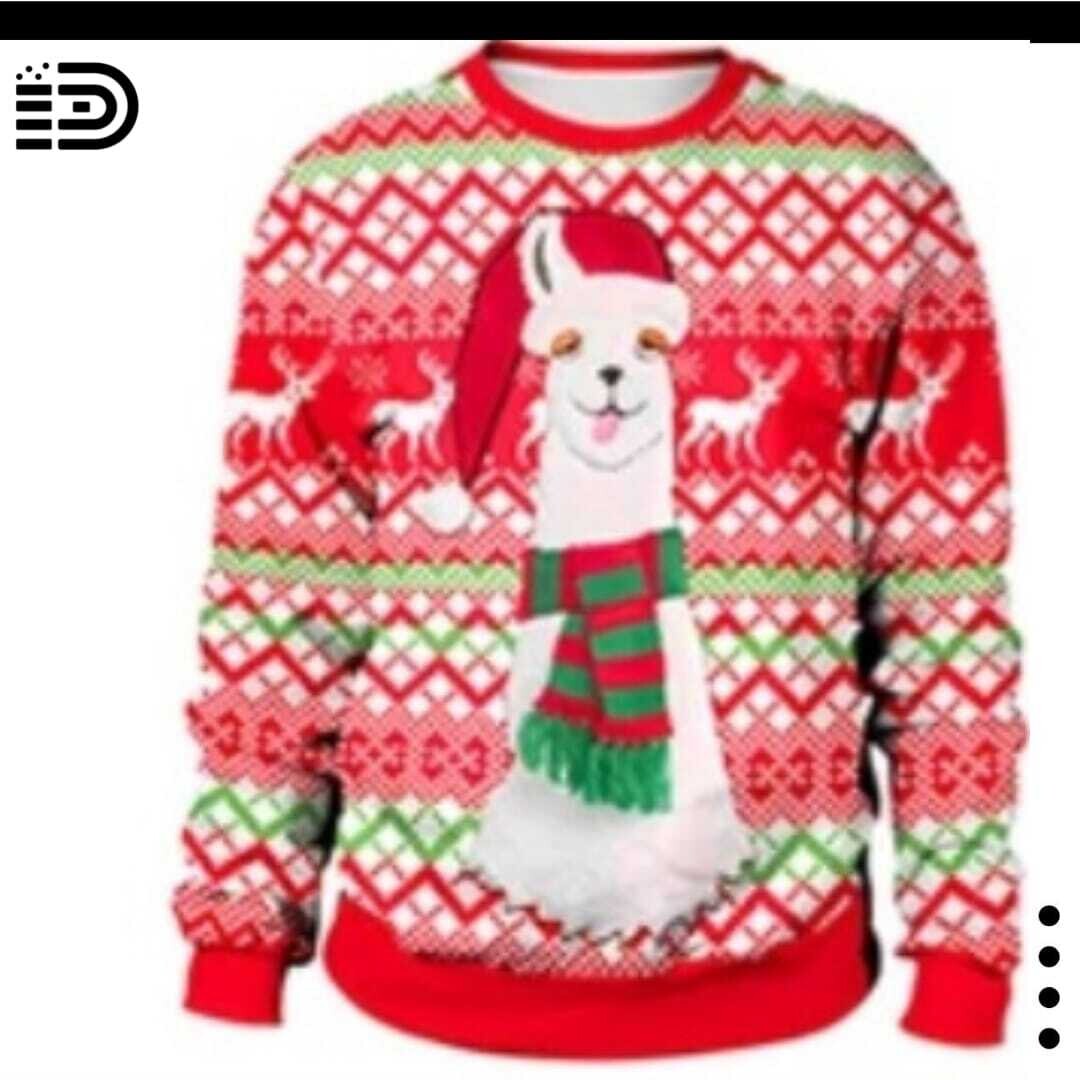Christmas Sweaters – Red Sweater with  Snowman and Reindeer