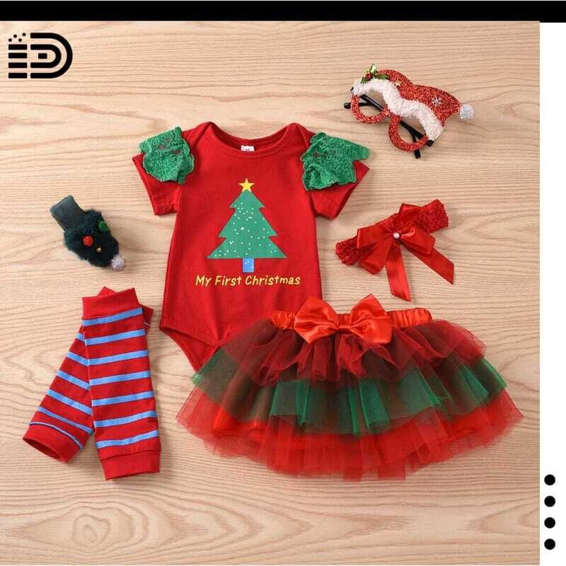 Christmas Outfit - My First Christmas Baby Girl Outfit Newborn 1st Christmas Clothes Xmas with Red Tutu Skirt