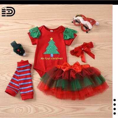 Christmas Outfit - My First Christmas Baby Girl Outfit Newborn 1st Christmas Clothes Xmas with Red Tutu Skirt