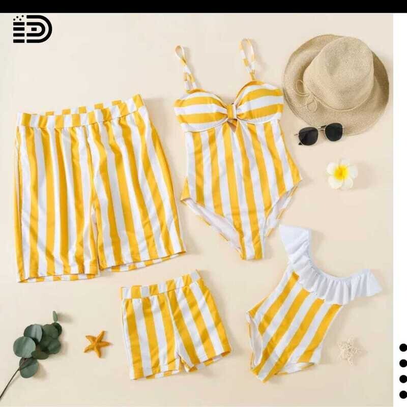 Matching Family Swimwear - Yellow and White Striped Monokini