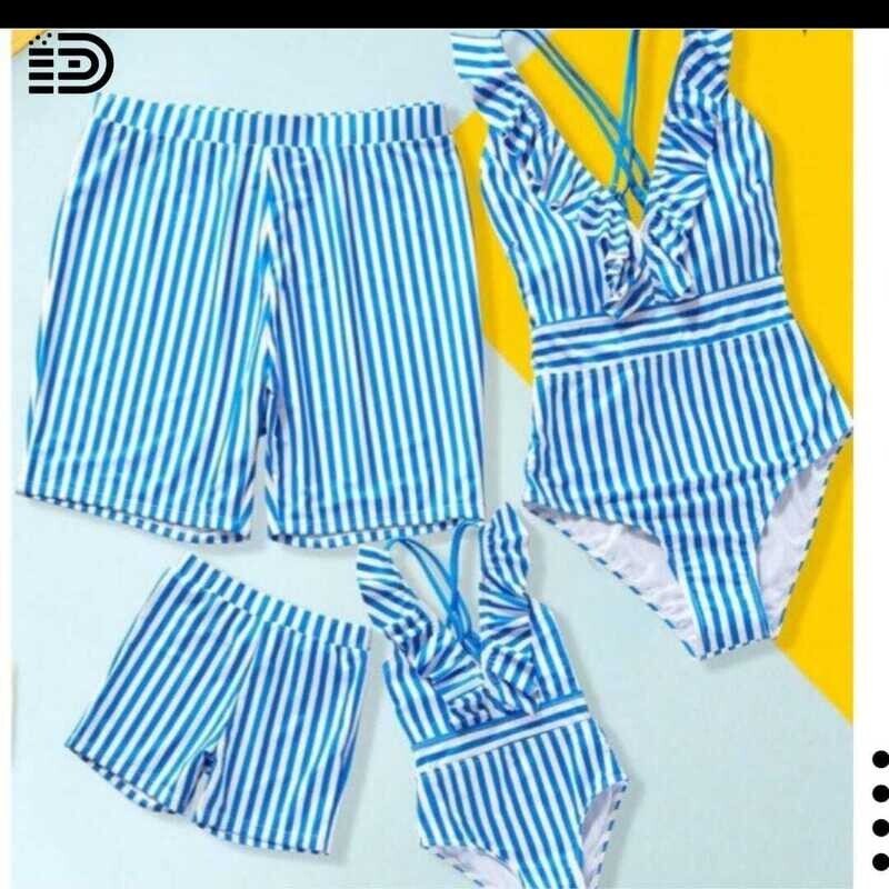 Matching Family Swimwear - Blue and White Striped Monokini