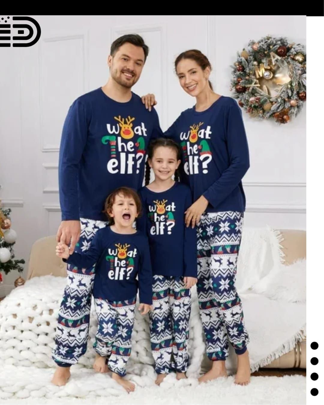 Matching Family Christmas Pajamas Set – Red &amp; White Candy Stripe (Female) /Grey, Male Top &amp; Red &amp; White Candy Stripe Long Pants