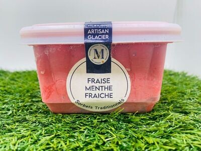 Pot sorbet plein fruits fraise menthe fraîche
(500 ml)